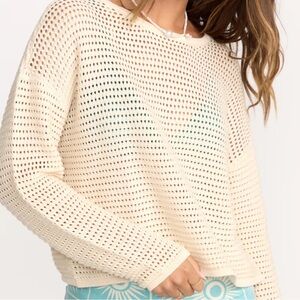 NWOT Billabong Daybreak Openwork Cotton Knit Fabric Sweater Size M